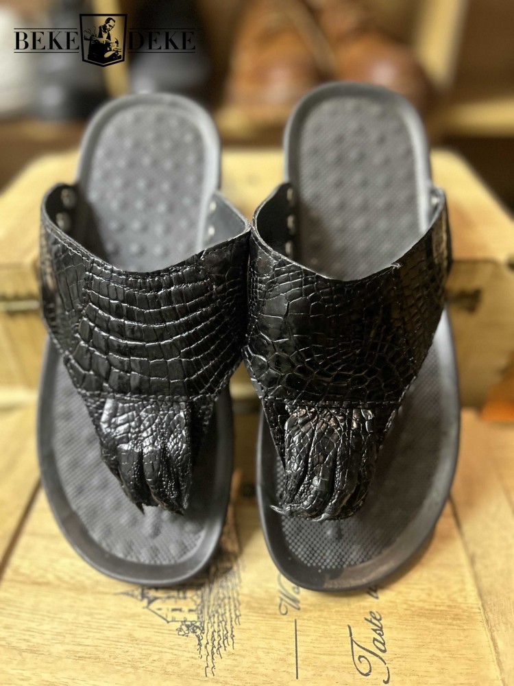 Flip Flop Leather Men - Chaussures d'été en cuir véritable pour