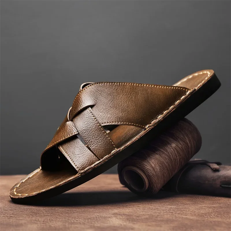 Sandales décontractées en cuir - Flip Flop Leather Men avis et prix