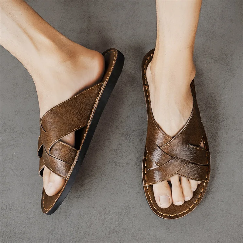 Sandales décontractées en cuir - Flip Flop Leather Men avis et prix